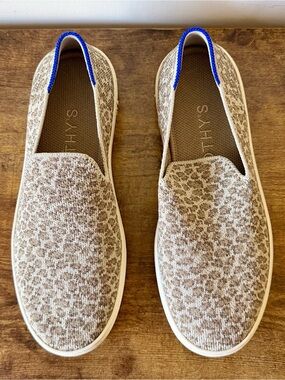 Rothy’s Pebble Spot Slip On Sneakers Womens Size 6.5 Cheetah Leopard Knit Flats